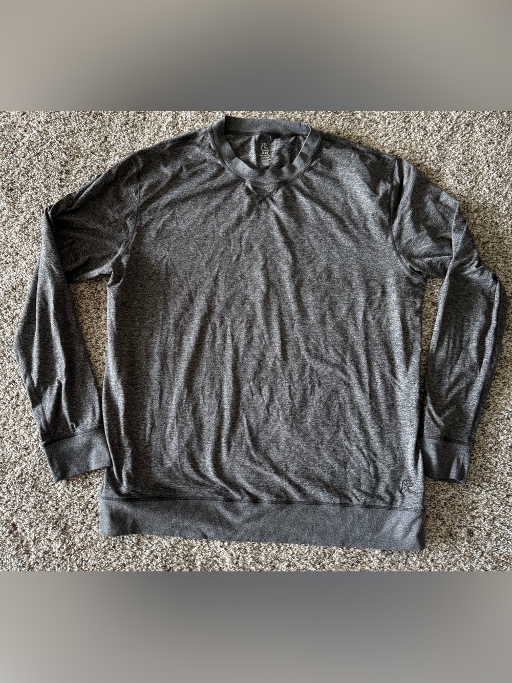 Rhoback Men's Charcoal Crewneck Lightweight Long Sleeve